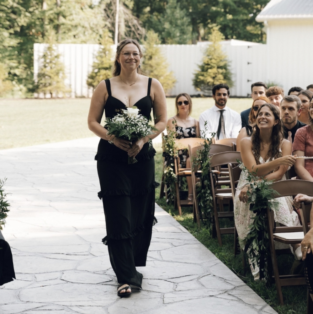 Revelry Sloane Bridesmaid Dress- Black Chiffon Size 8 Like New
